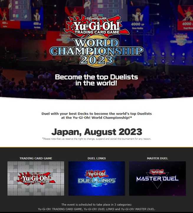 经典游戏《游戏王：大师决斗》2023世界锦标赛8月在日本举办