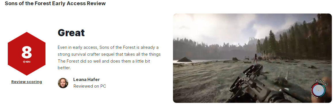 《森林之子》抢先体验版IGN评8分 强大的生存续作(森林之子抢先体验版)