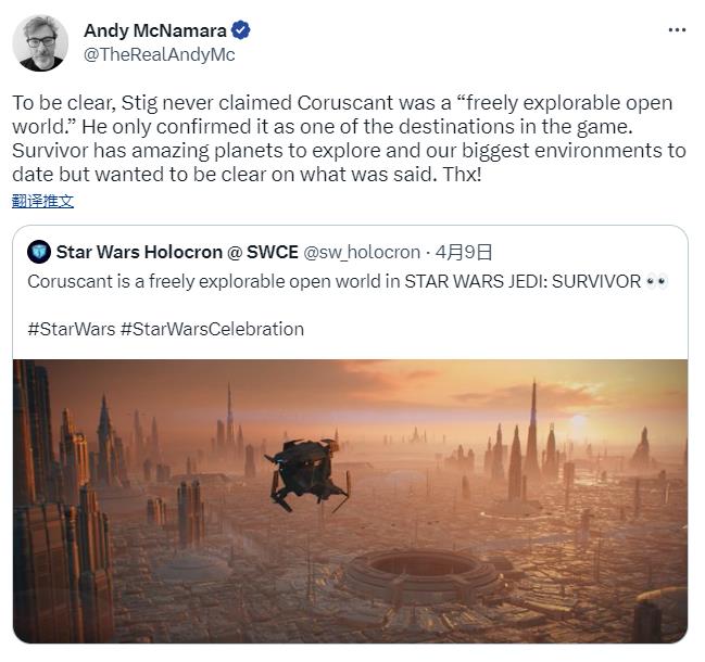 EA澄清：《星球大战绝地：幸存者》科洛桑不是可探索的开放世界