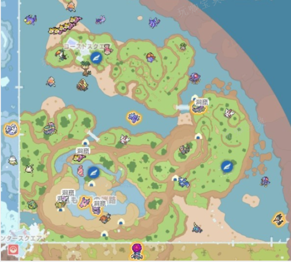 《宝可梦朱紫》dlc2海岸区定点宝可梦位置大全 海岸区定点宝可梦位置分布图[多图]图片1
