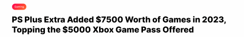 2023年PS+二档新增游戏总价值7500美元:高于XGPU(2023年psl抵押补充贷款)