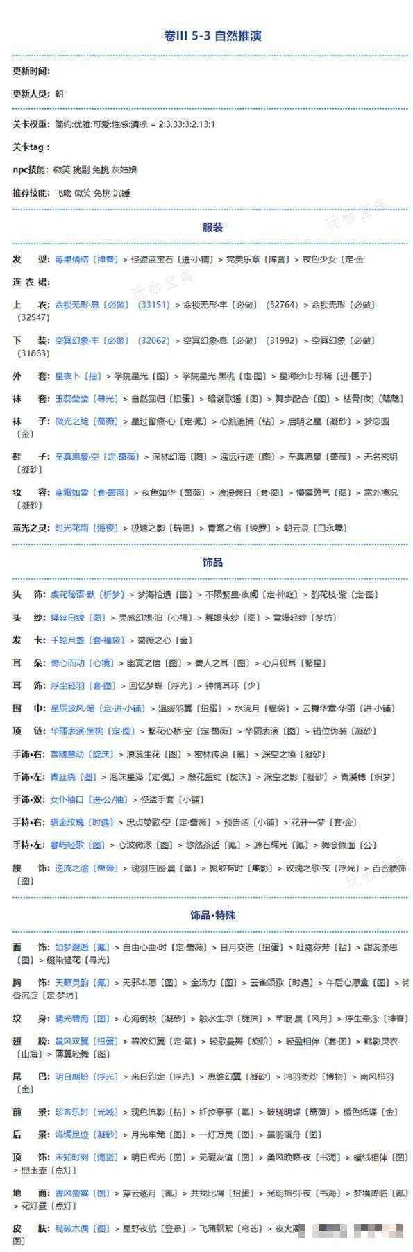 《奇迹暖暖》卷三5-3自然推演搭配攻略