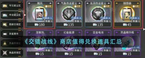 《交错战线》商店值得兑换道具汇总