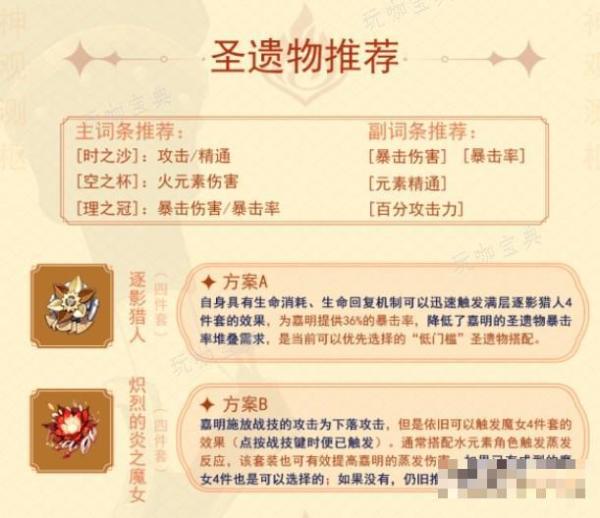 《原神》嘉明圣遗物推荐大全