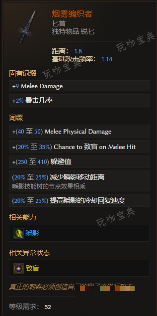 《最后纪元》匕首烟雾编织者有什么特点