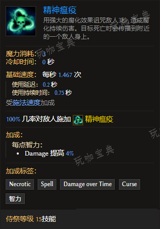 《最后纪元》侍祭技能精神瘟疫有什么特点