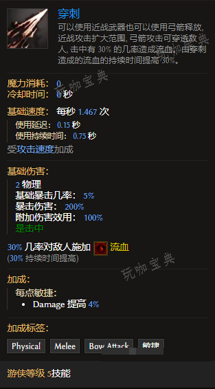 《最后纪元》游侠技能穿刺有什么特点